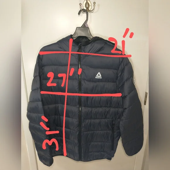 Reebok Men's and Big Men's Packable Puffer Jacket, Sizes 2XL , Charcoal Color.